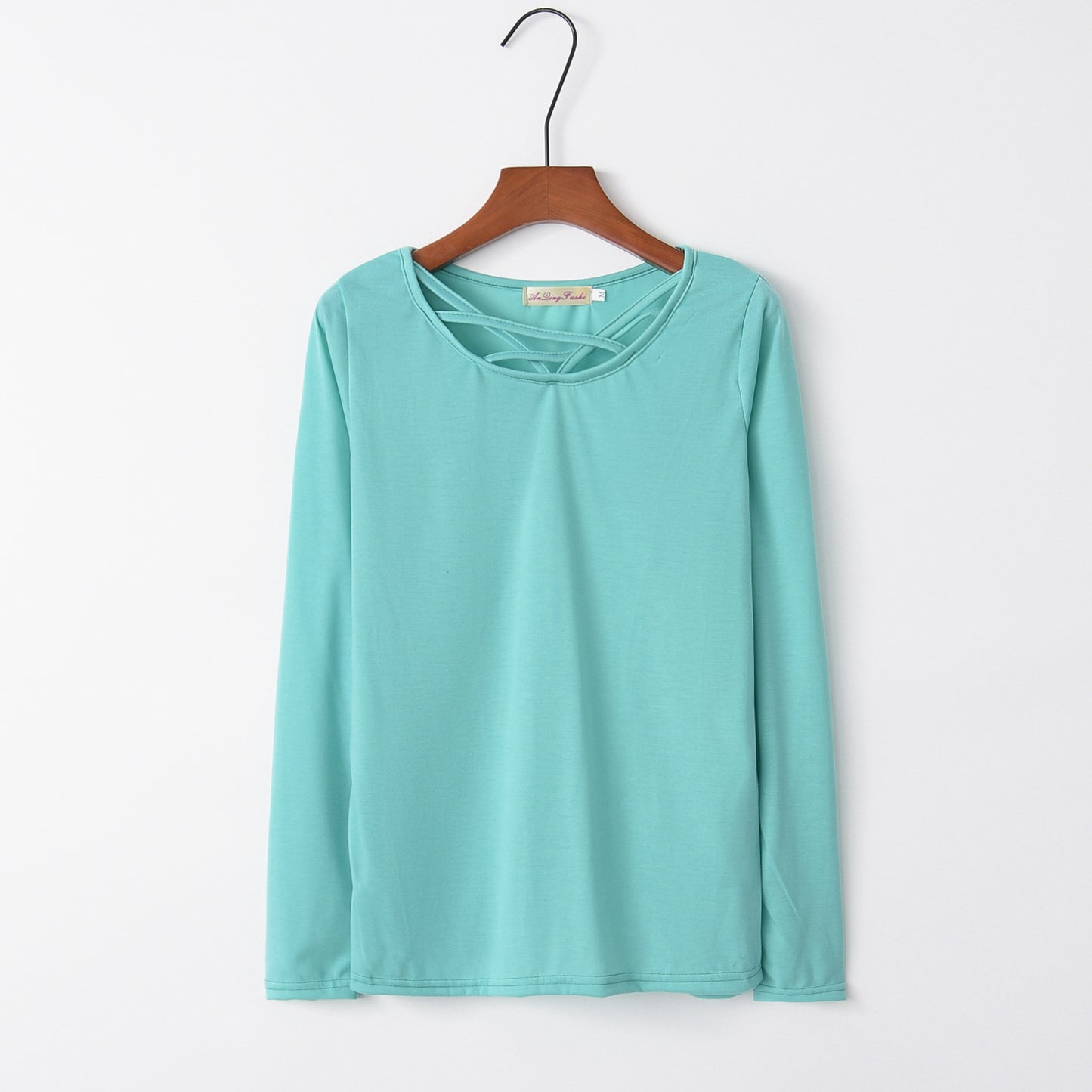 Long Sleeve Solid Color Cross Top