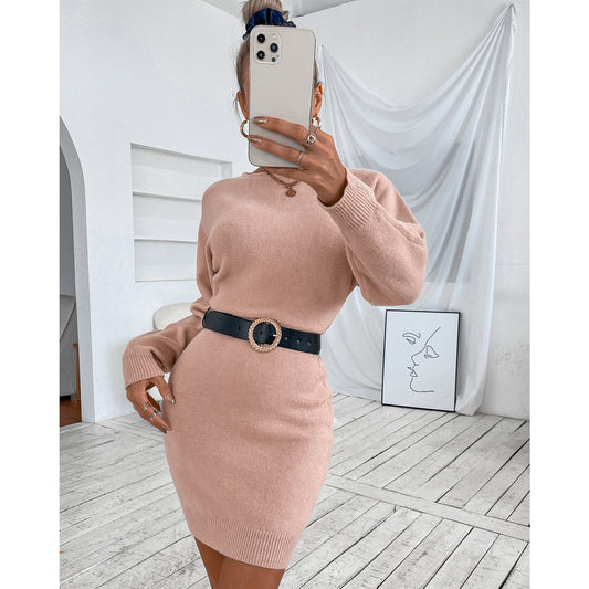 Women's Fashion Crew Neck Sweater Dress