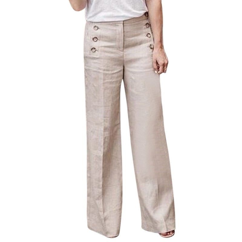 Button wide leg pants