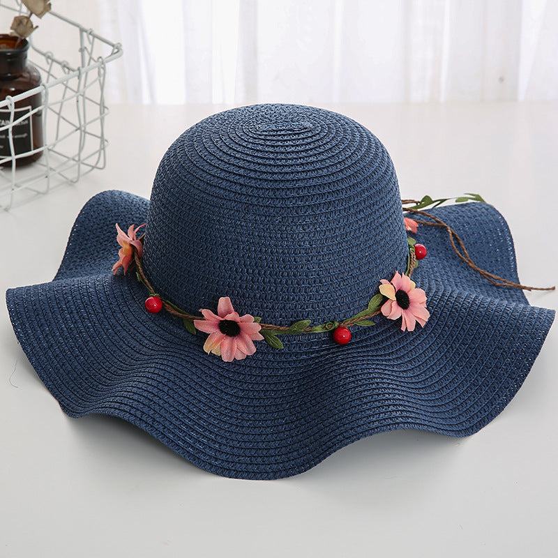 Women's Wavy Edge Big Brim Straw Hat