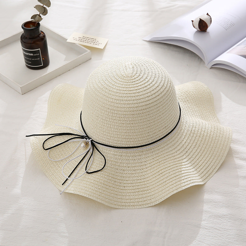 Women's Wavy Edge Big Brim Straw Hat