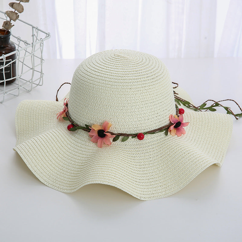 Women's Wavy Edge Big Brim Straw Hat