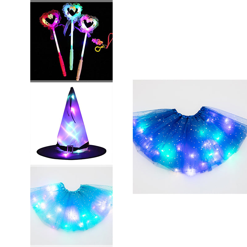 Magical & Luminous  LED Princess Halloween Tutu Skirt Sequins Shiny Skirt