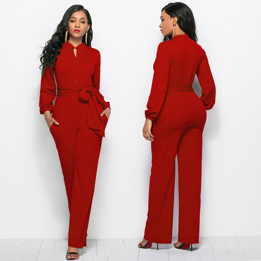 Women's Solid Color Jumpsuit