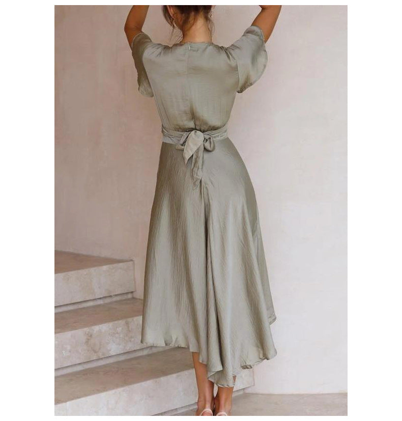 Elegant Women's Short Sleeve V-neck Dress