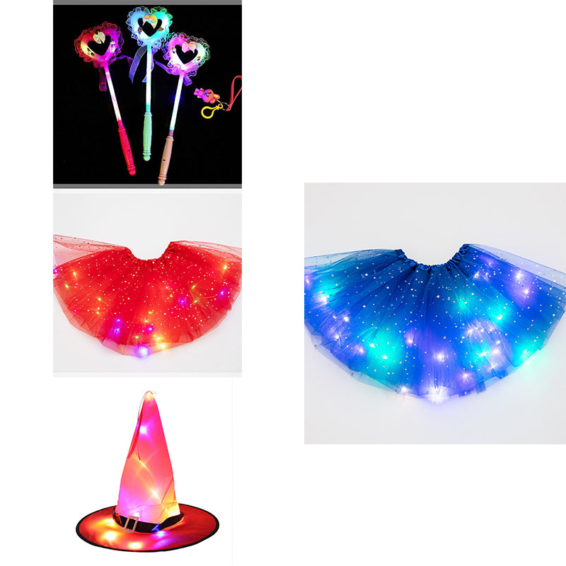 Magical & Luminous  LED Princess Halloween Tutu Skirt Sequins Shiny Skirt