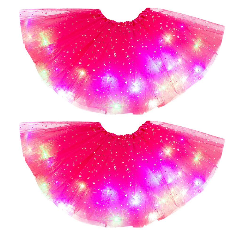 Magical & Luminous  LED Princess Halloween Tutu Skirt Sequins Shiny Skirt