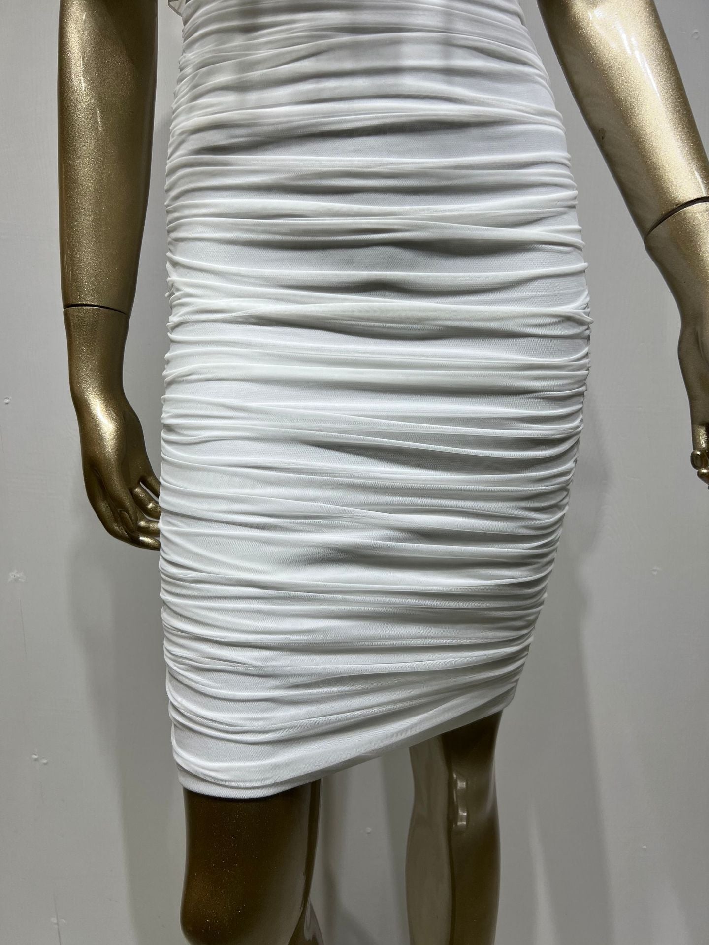 White Net Falbala Tube Top Bandage Dress