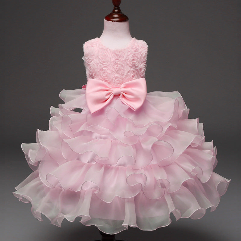 Girls bow rose dress