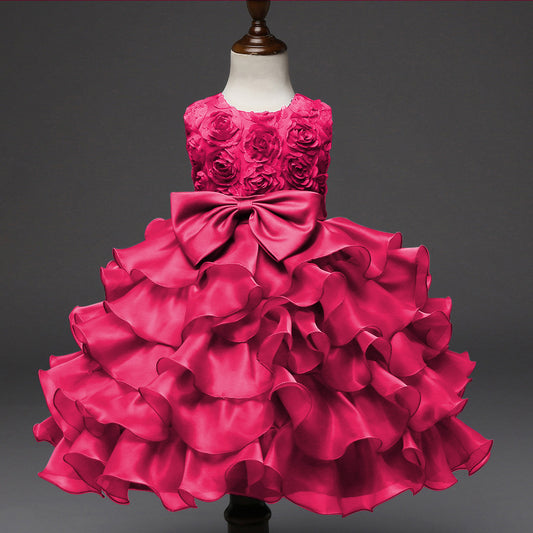 Girls bow rose dress