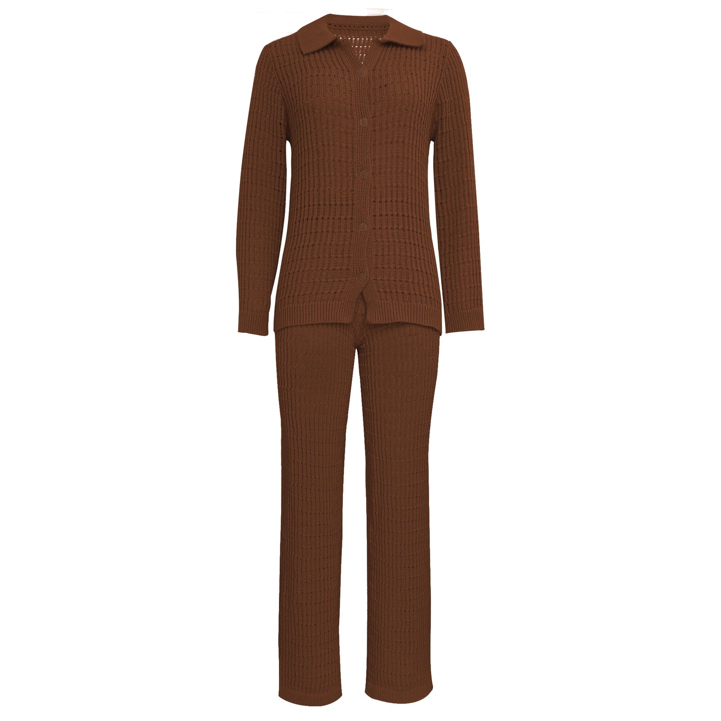 Knit Shirt Straight Leg Pants Suit