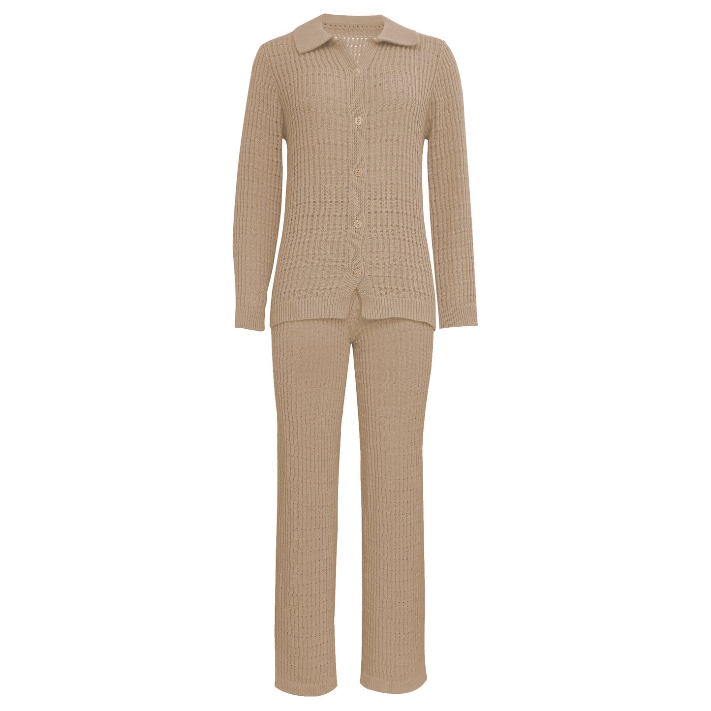 Knit Shirt Straight Leg Pants Suit