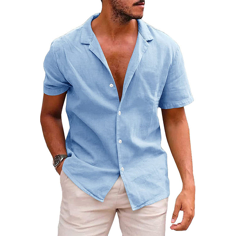 Men's Summer Loose Solid Color Button Shirt