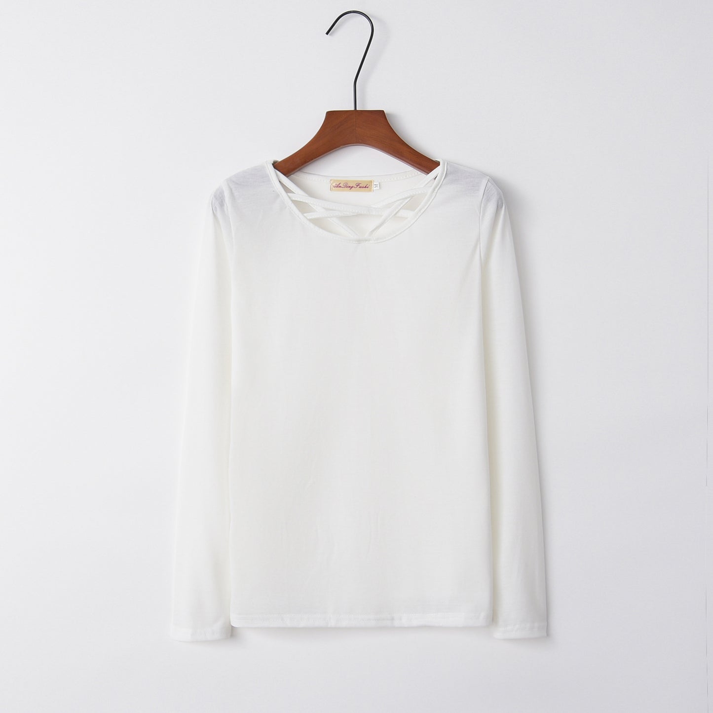 Long Sleeve Solid Color Cross Top