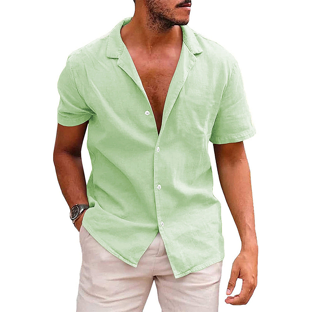 Men's Summer Loose Solid Color Button Shirt