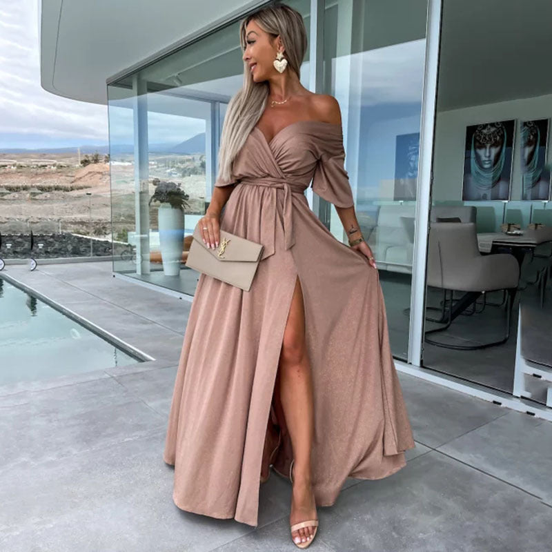 Casual Deep V Slit Dress