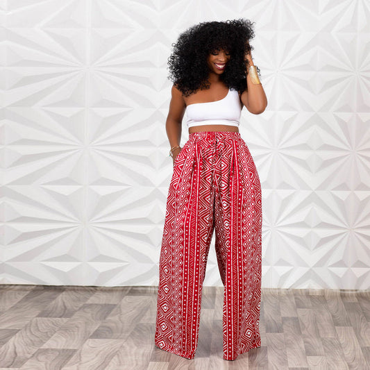 Wide-leg High Waist Printing Pants