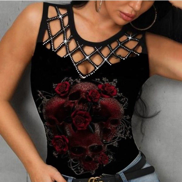 3D Rose Hollow Vest Top