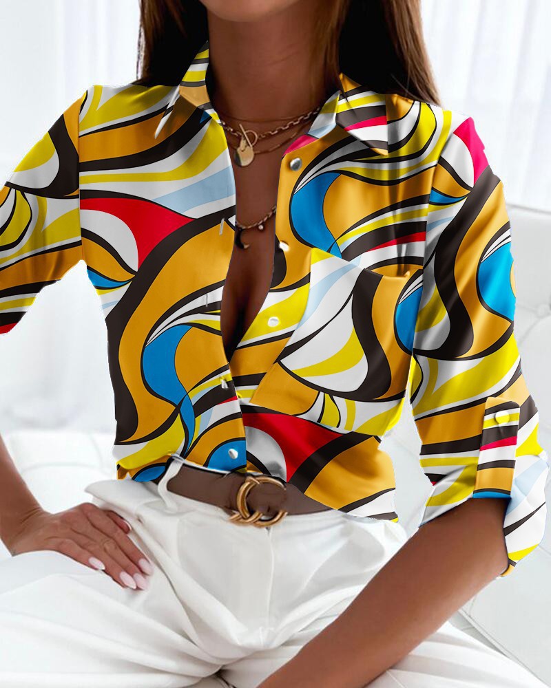 Long-sleeved Print Shirt