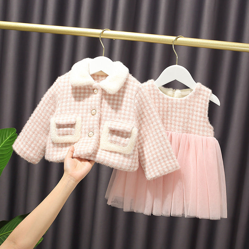 Autumn And Winter Mink Velvet Two-piece Skirt For Children