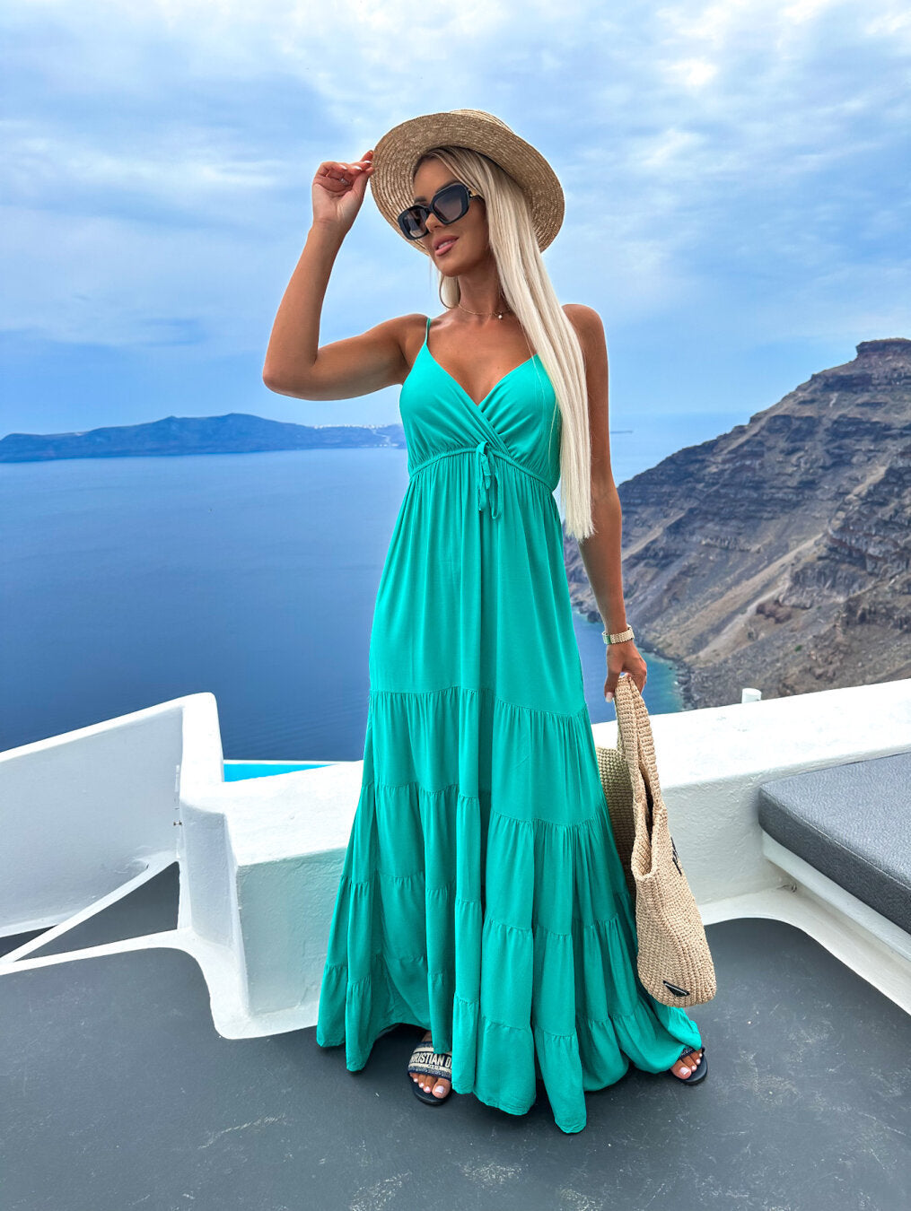 Multi-color V-neck Dress