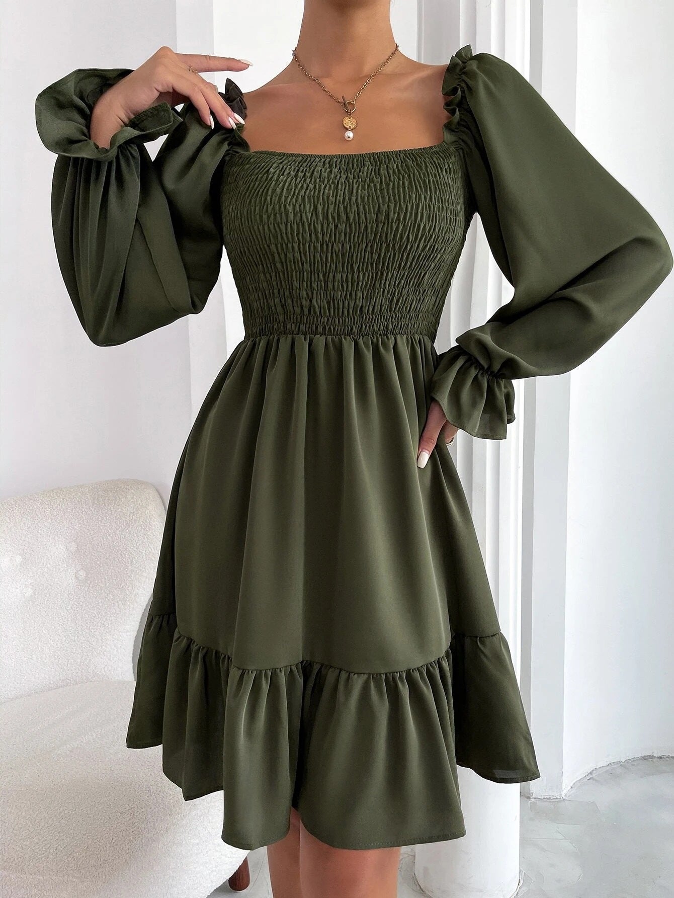 Flared Long Sleeve Dresses