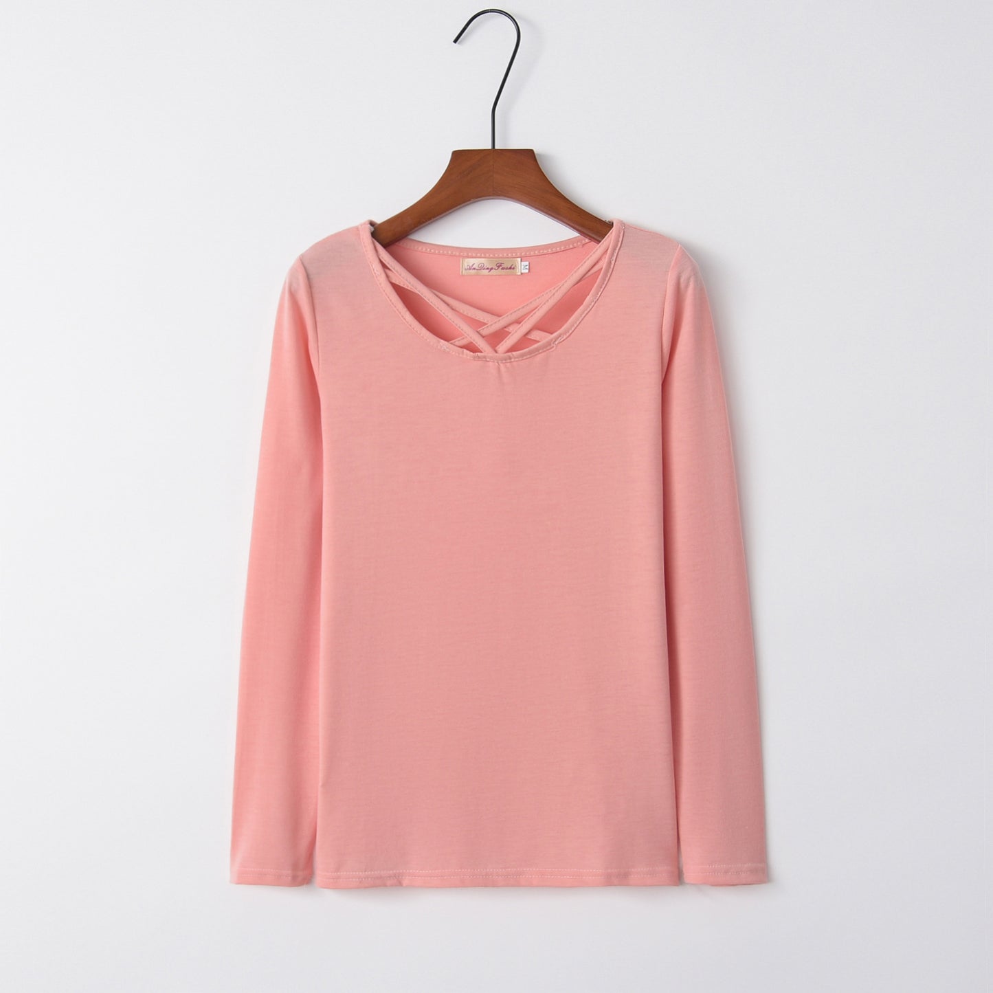 Long Sleeve Solid Color Cross Top