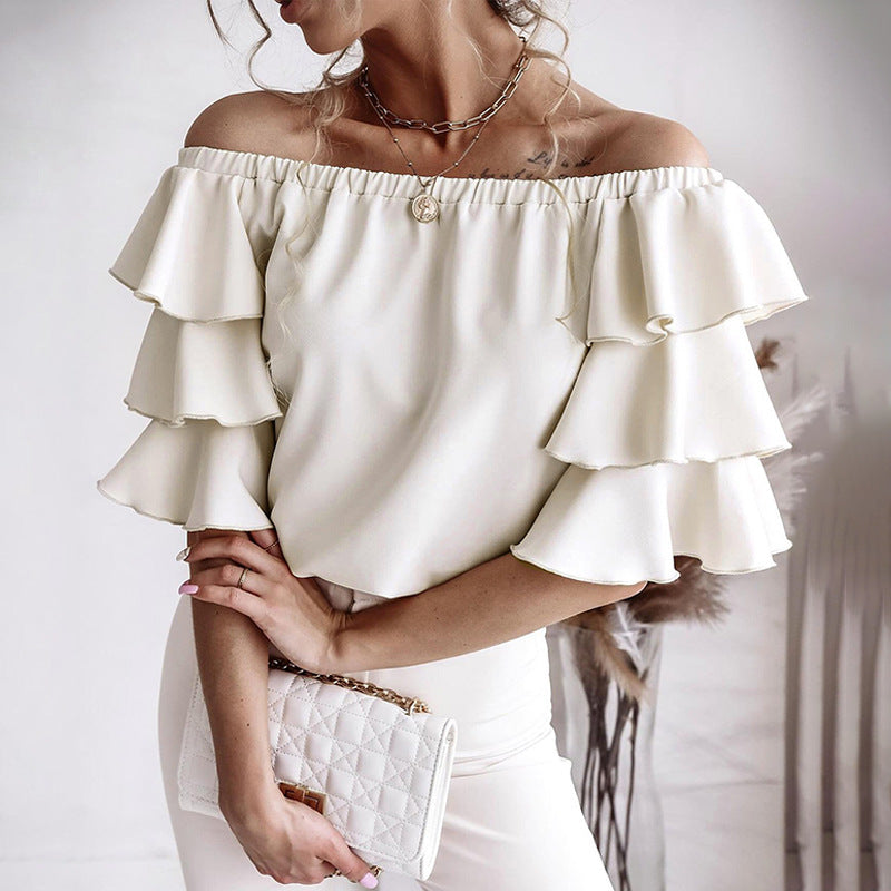 Ruffle Sleeve Chiffon Shirt