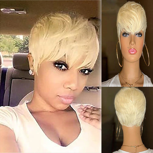 Synthetic Blonde Pixie Haircut Wig