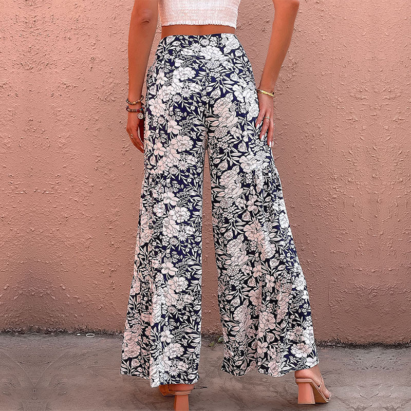 Printed High-waisted Bootcut Pants