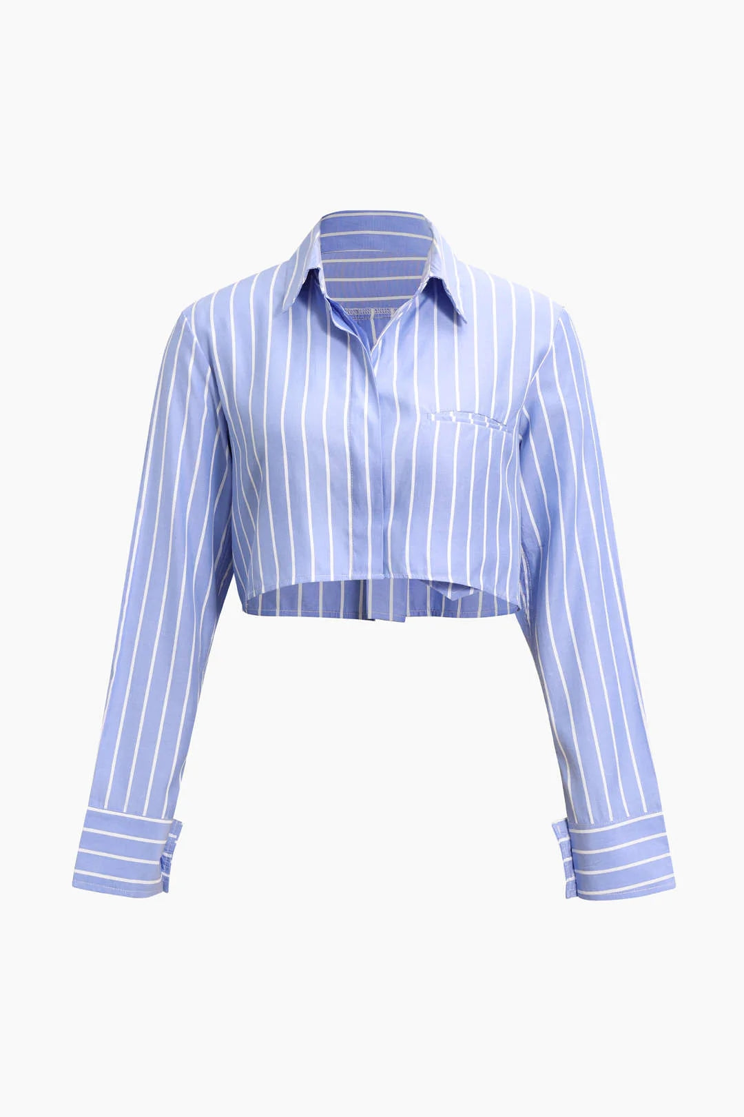 Lapel Stripe collared crop shirt