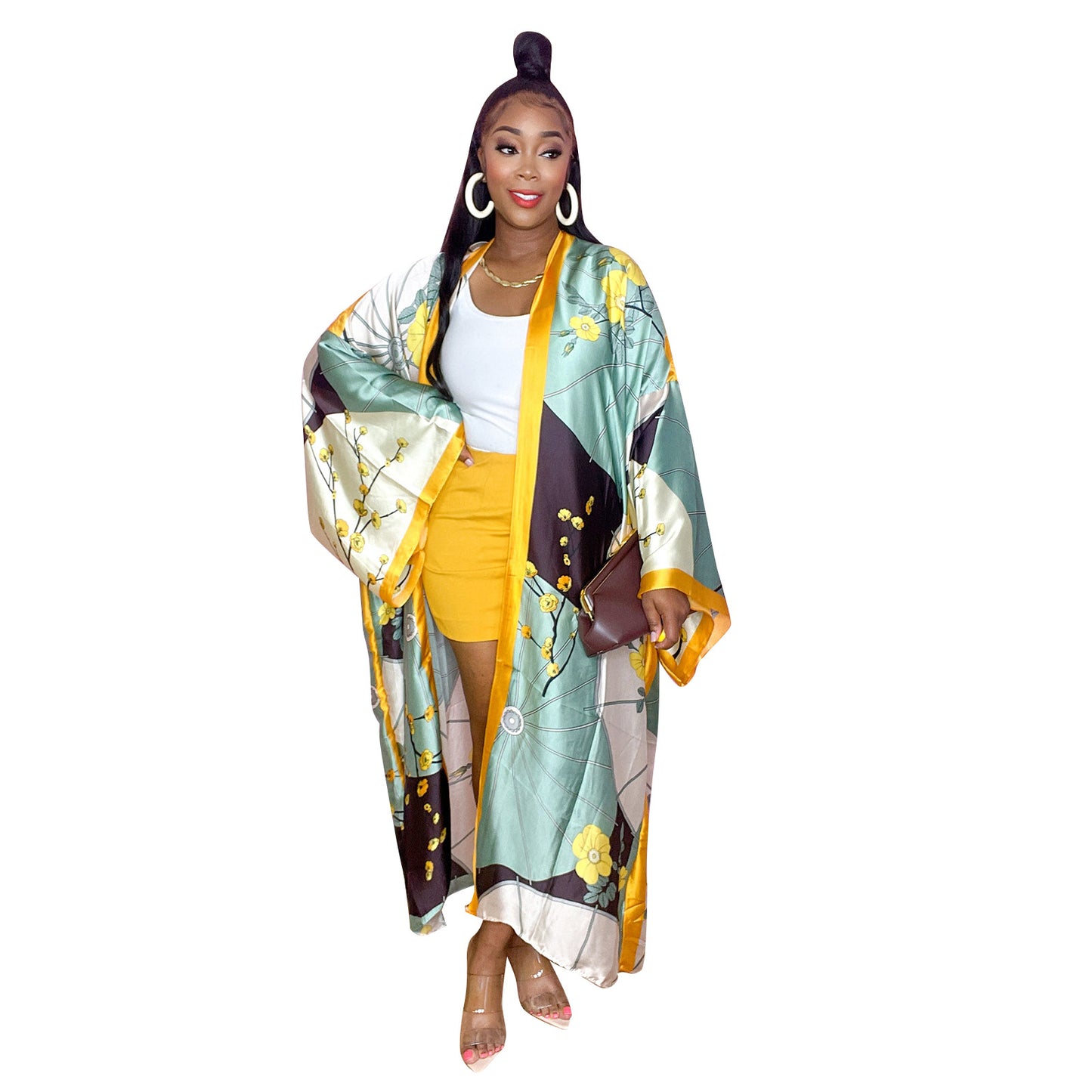 Women's Fashion Positioning Printed Sunscreen Cloak Long Sleeve Coat