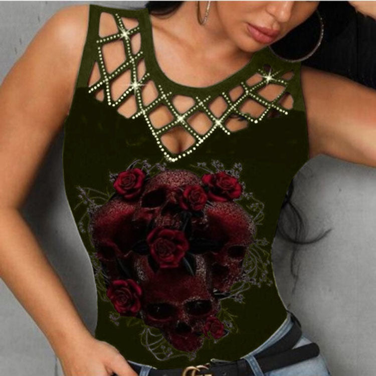 3D Rose Hollow Vest Top