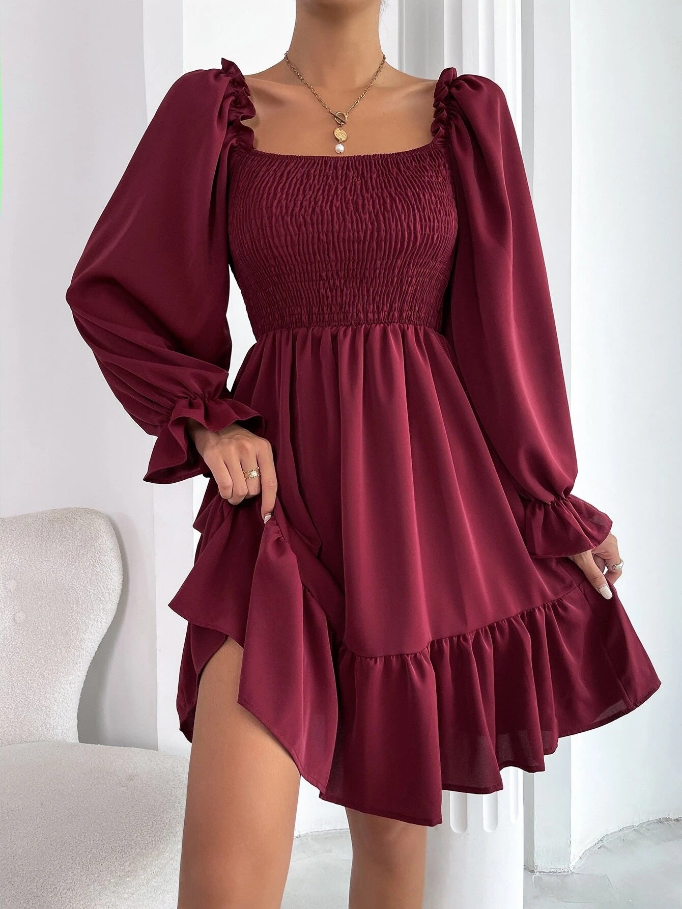 Flared Long Sleeve Dresses