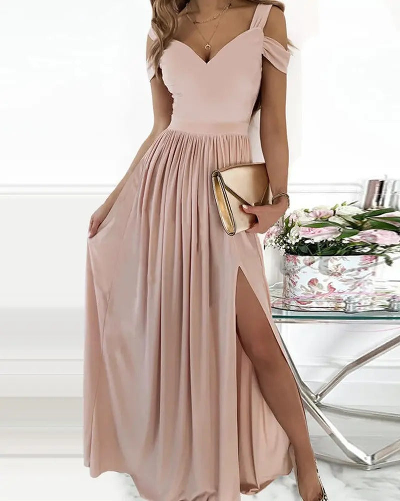 Floor Length Greek Style Chiffon Pleated Dress