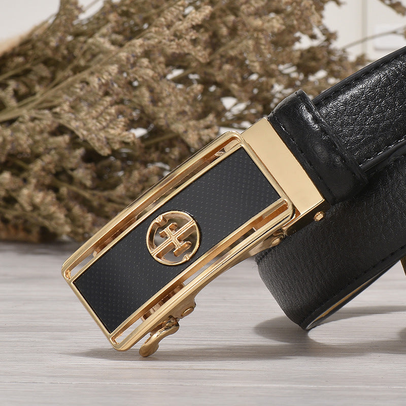 Women's Leather Automatic Buckle Decorative Thin Belt