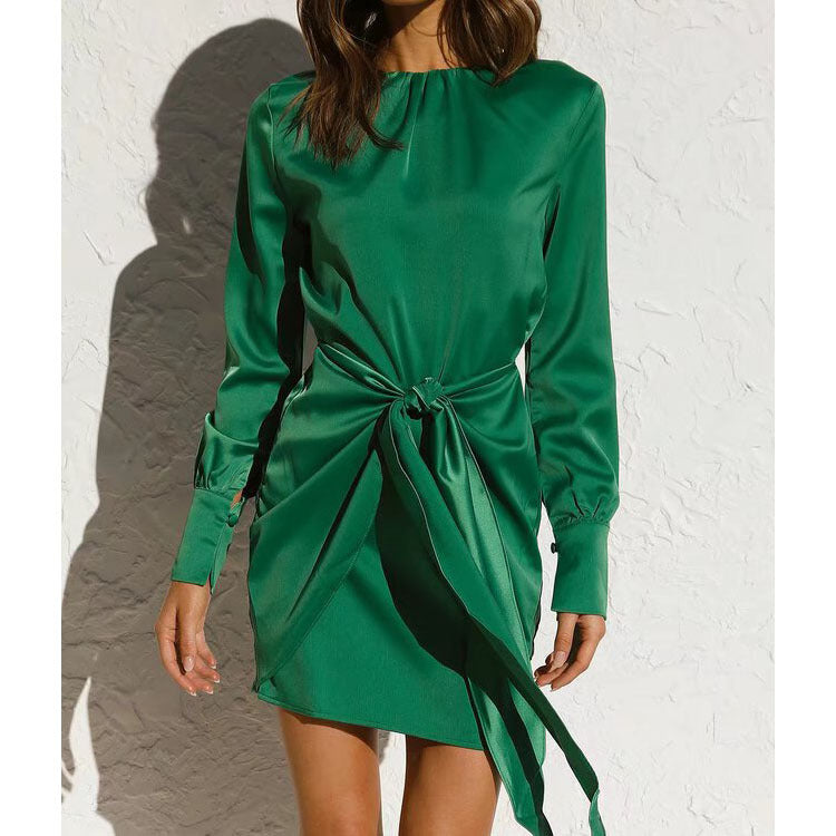 Pleated Long Sleeves Dress